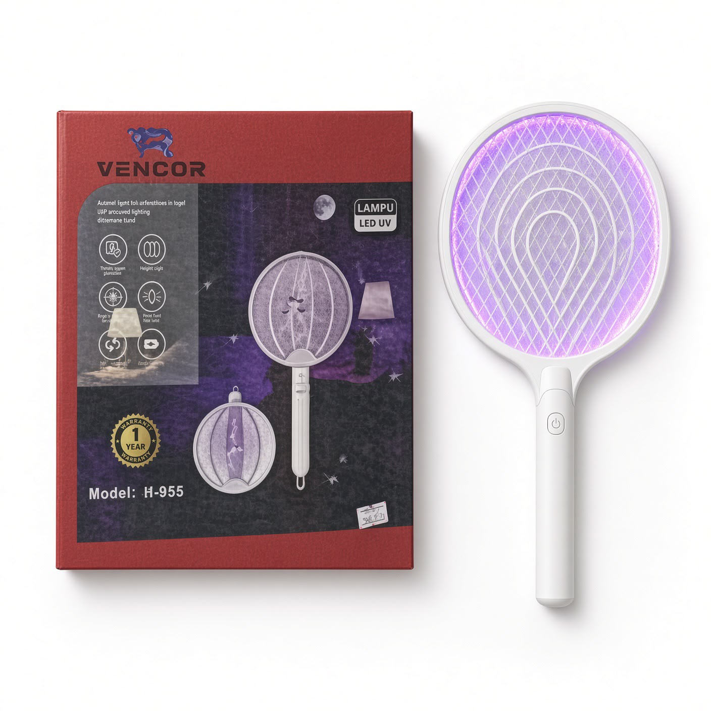 Raquette Anti-Moustique VENCOR H-955 avec UV