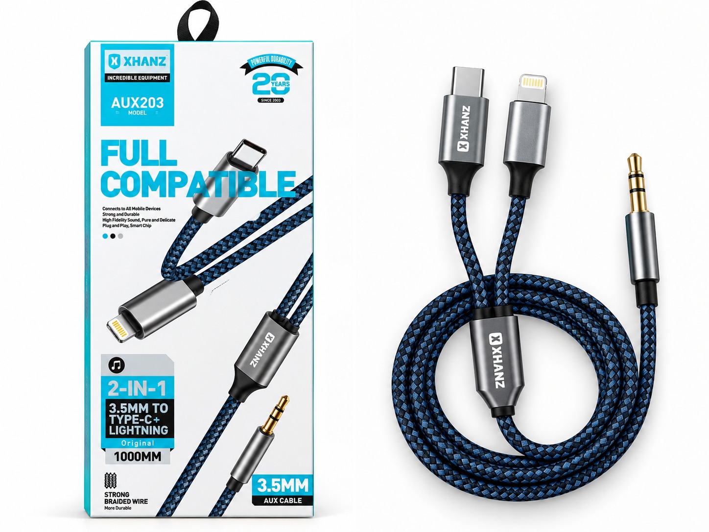 AUX203 - Type-C & Lightning vers Jack 3.5mm