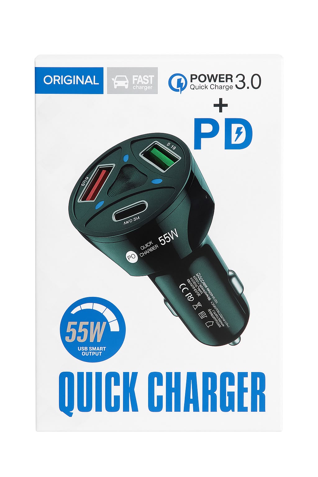 Chargeur Allume-Cigare Rapide 55W QC 3.0 + PD