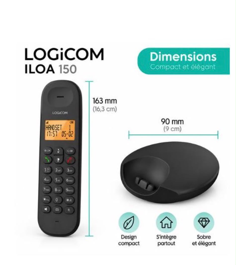 Logicom ILOA 150 Téléphone Maison Sans Fil