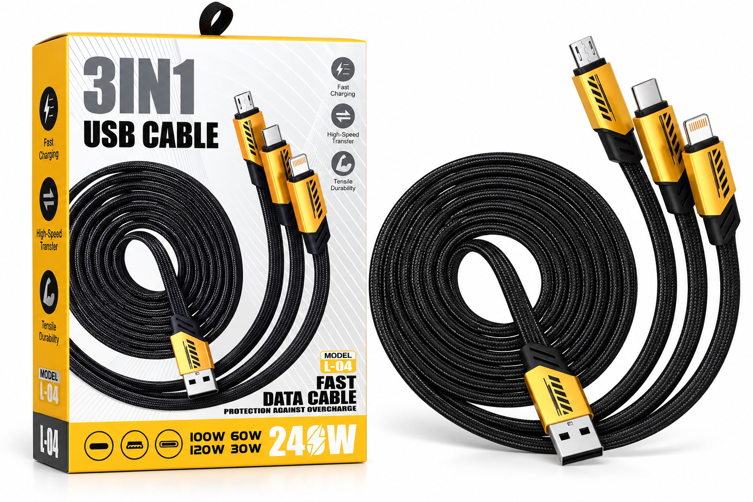 Câble USB 3-en-1 Ultra Rapide